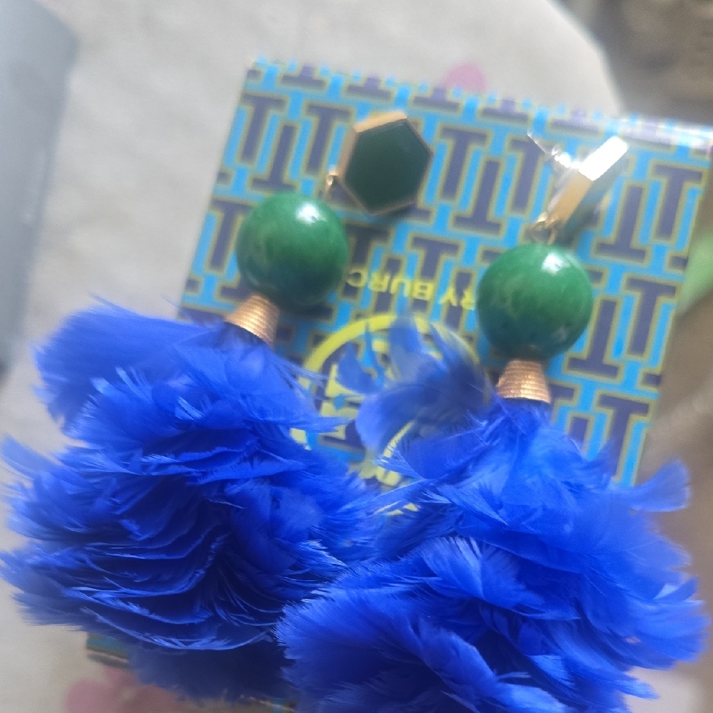 Blue and Green Feather Earrings